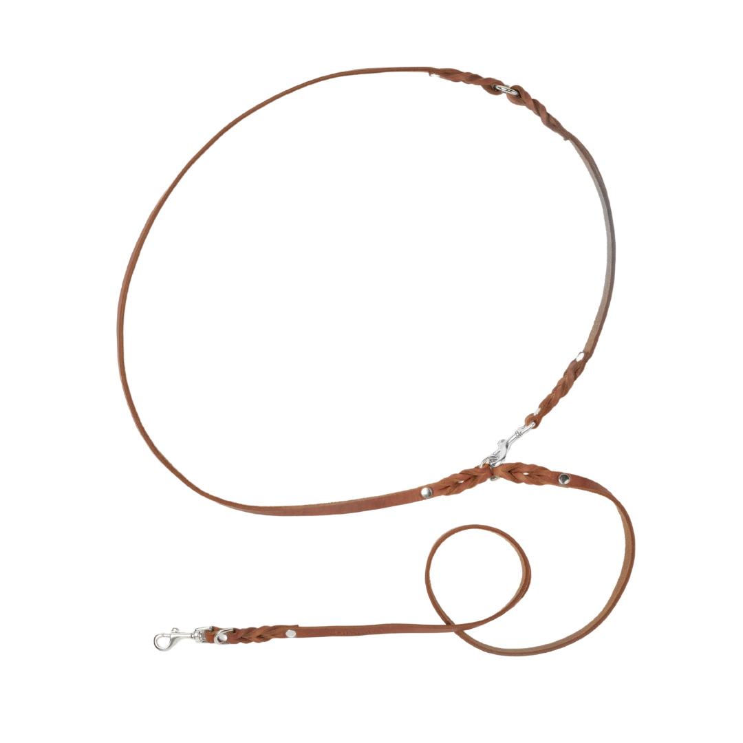 Premium leather leash with a soft, adjustable handle and solid silver hardware, handmade in Austria