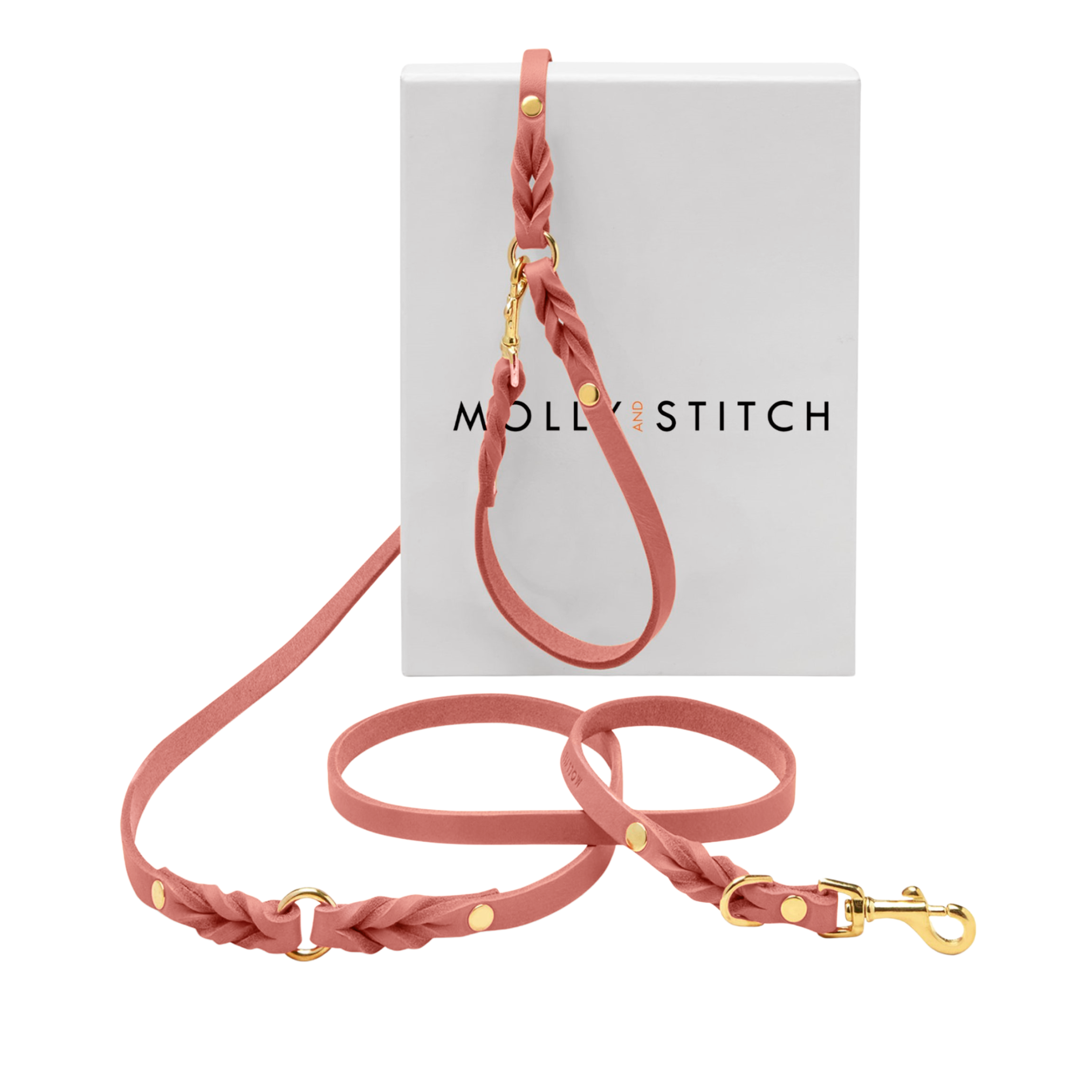 Butter Leather 3x Adjustable Dog Leash - Coral