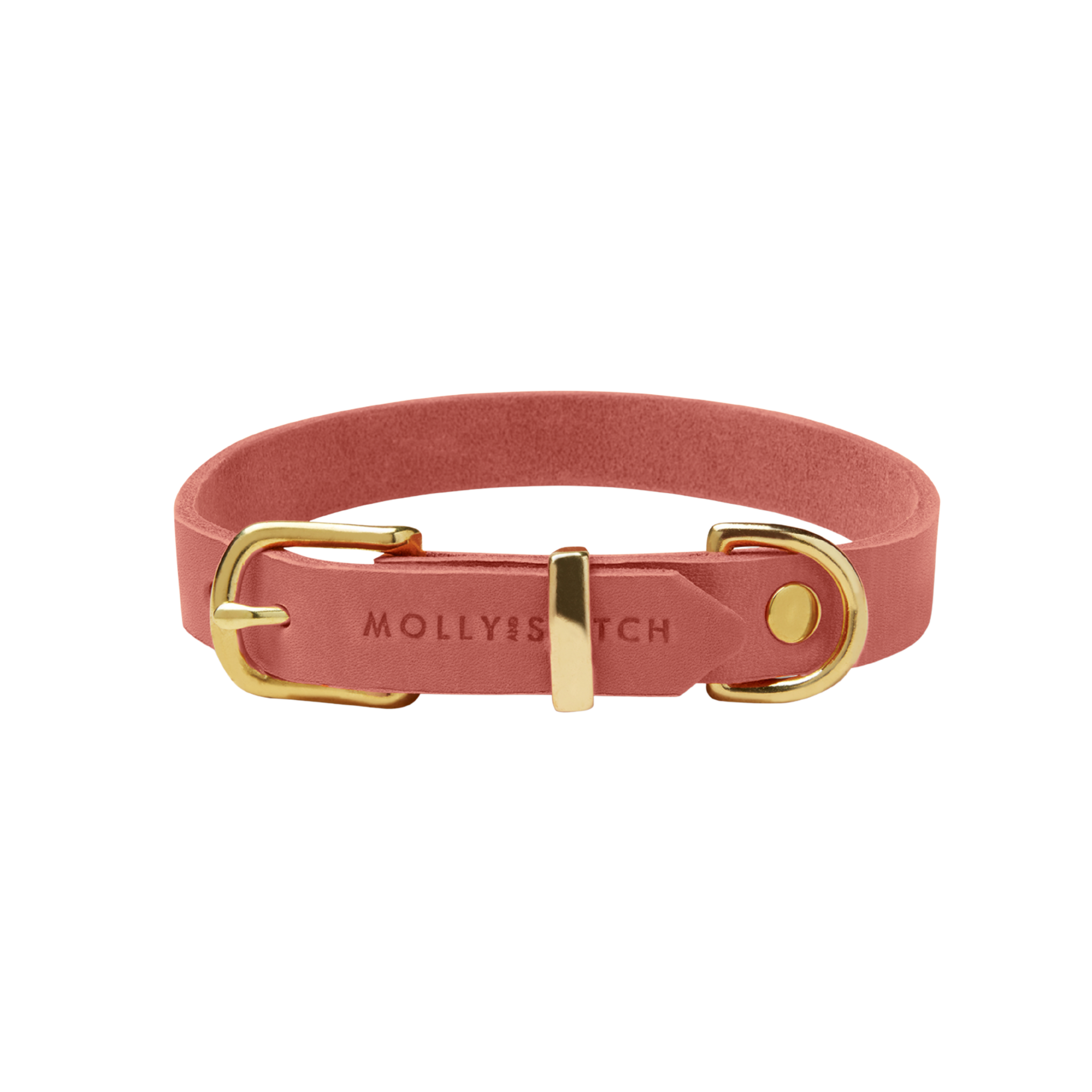 Butter Leather Dog Collar - Coral