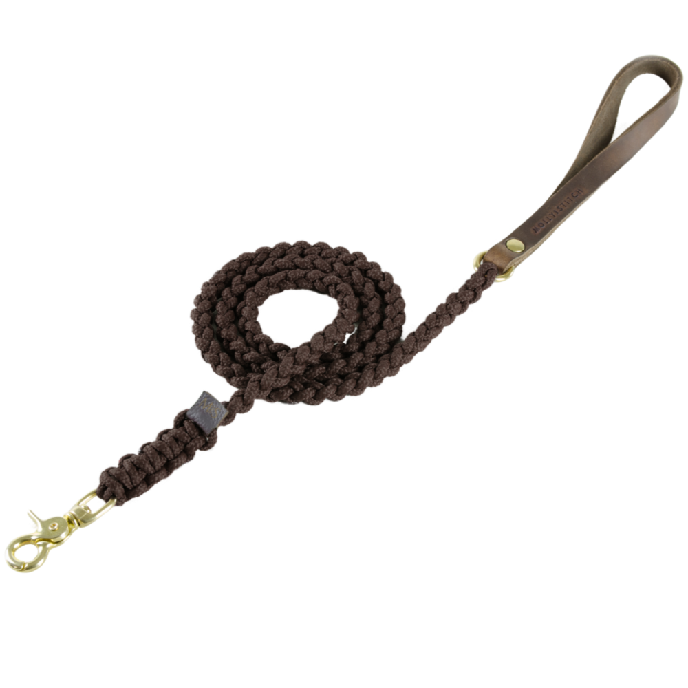 Touch of Leather Dog Leash - Chocolate