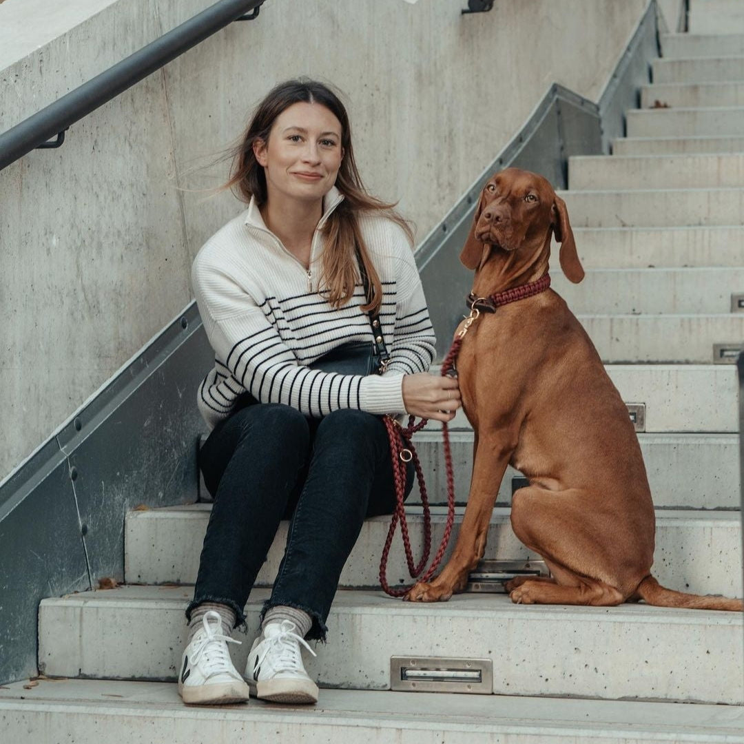 Touch of Leather Dog Leash - Redwine
