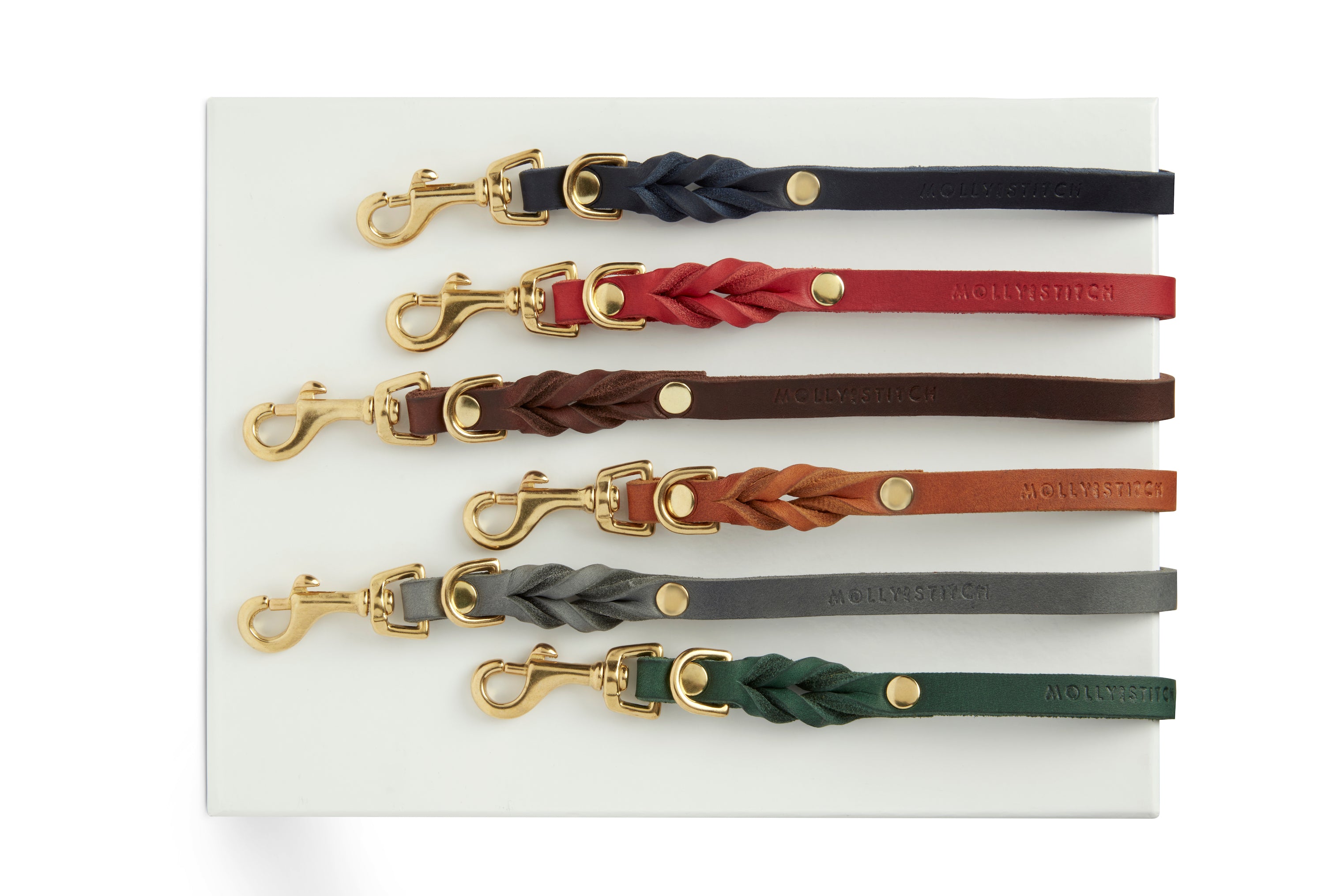 Different color and sizes of Premium dog leashes by Molly and Stitch