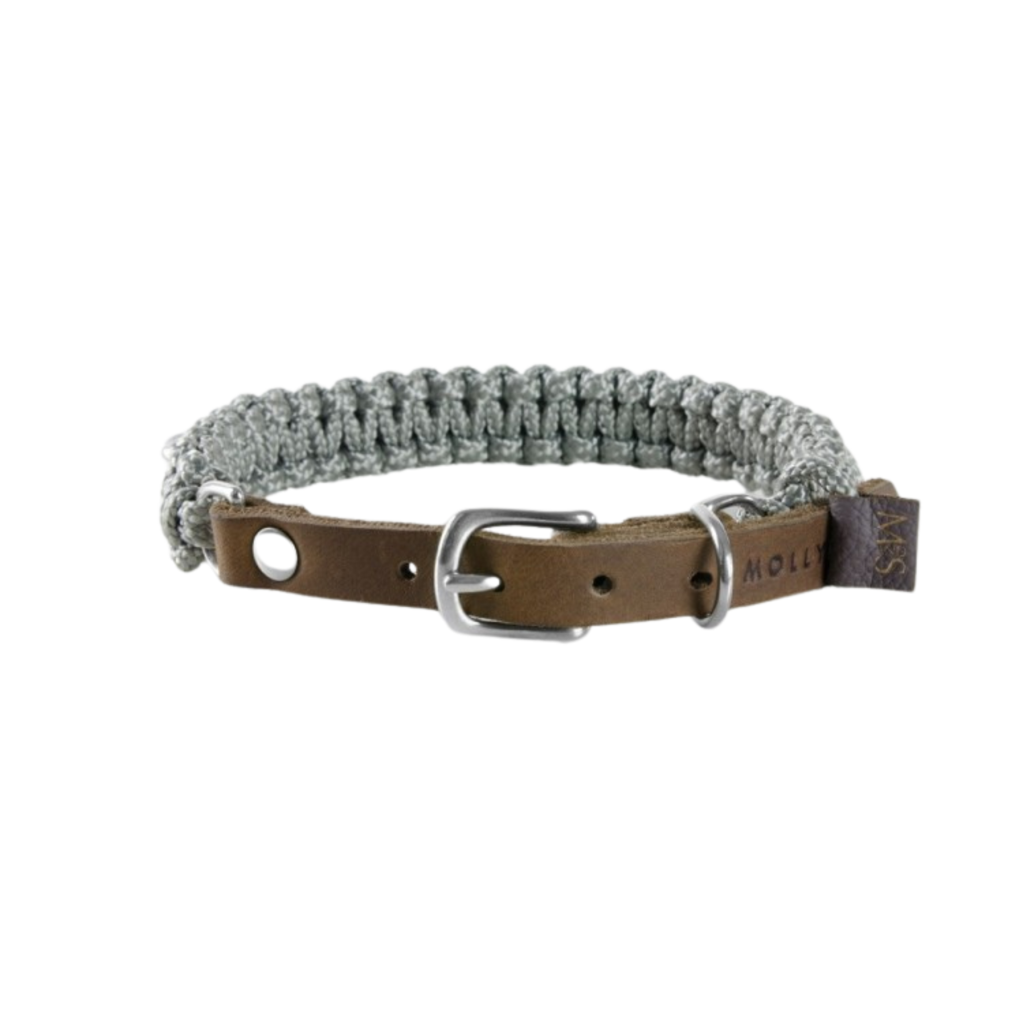 Touch of Leather Dog Collar - Grey