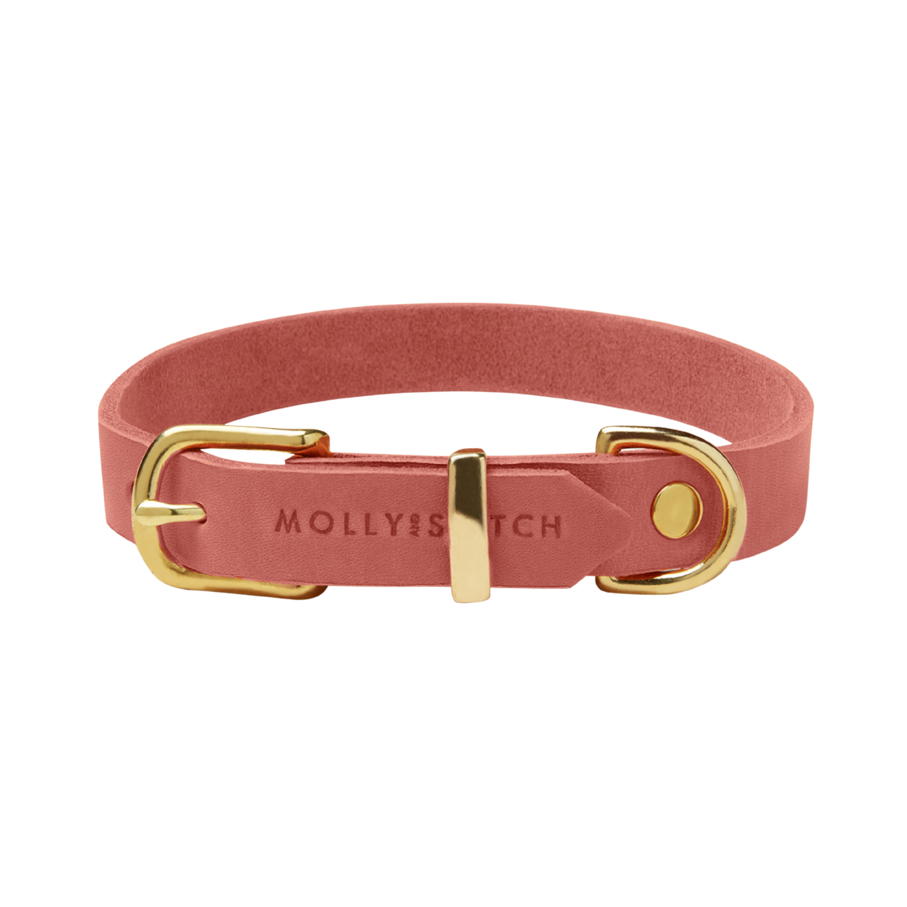 Butter Leather Dog Collar - Coral