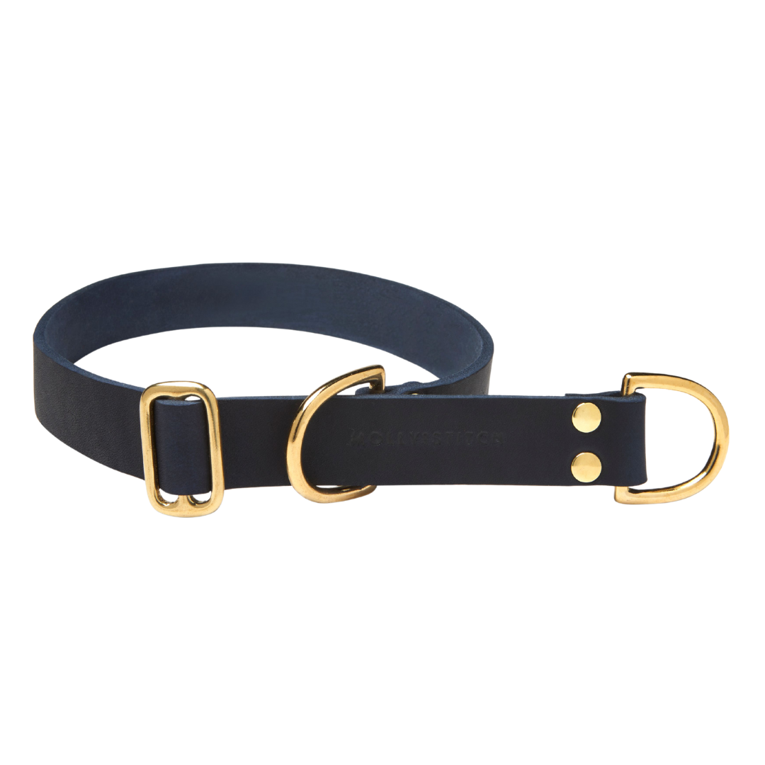 Butter Leather Retriever Dog Collar - Navy Blue