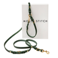 Butter Leather 3x Adjustable Dog Leash - Forest Green
