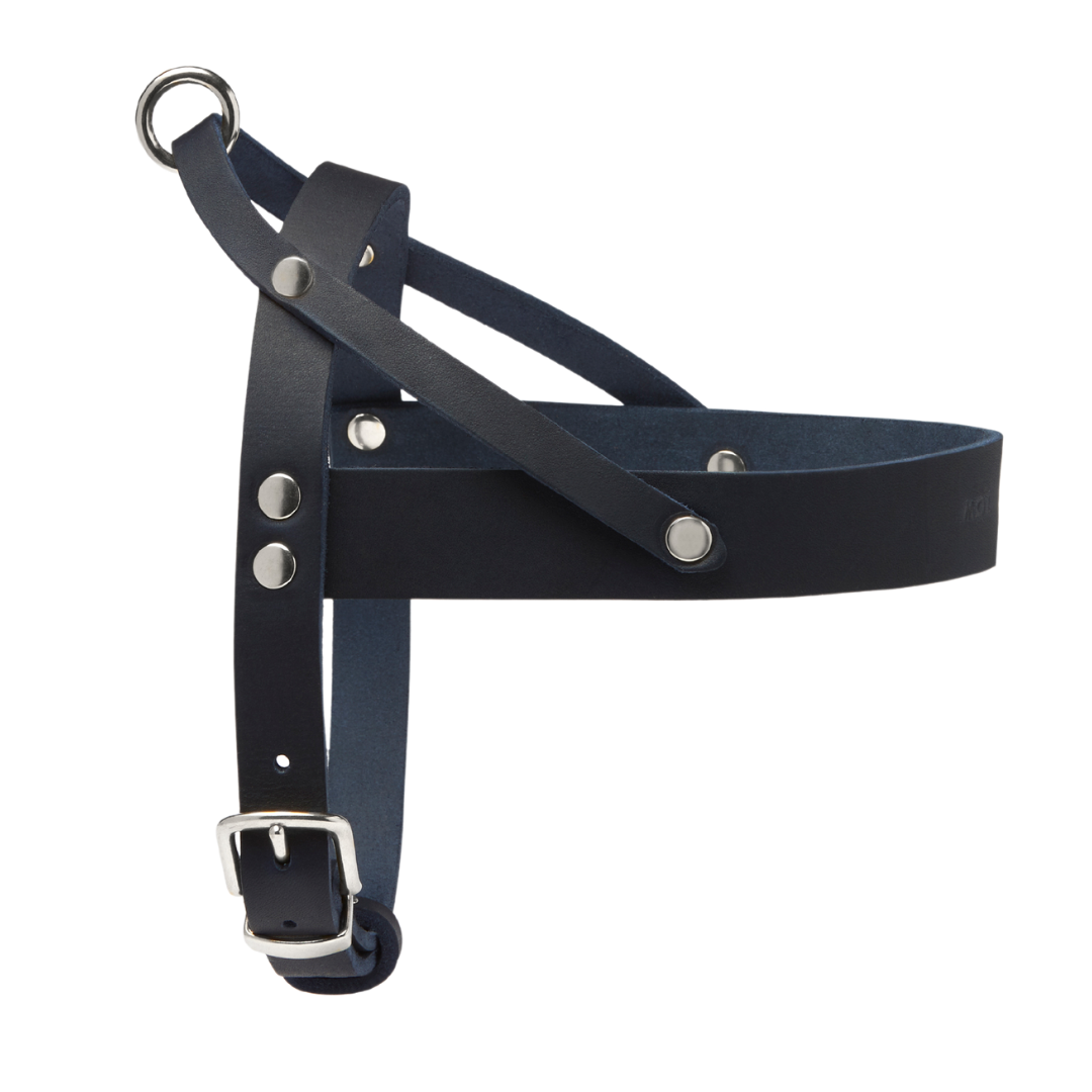 Butter Leather Dog Harness - Navy Blue