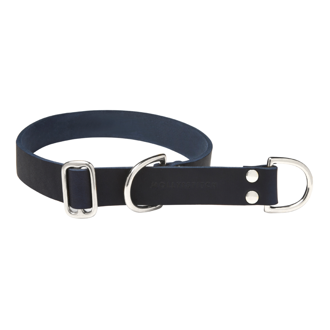 Butter Leather Retriever Dog Collar - Navy Blue