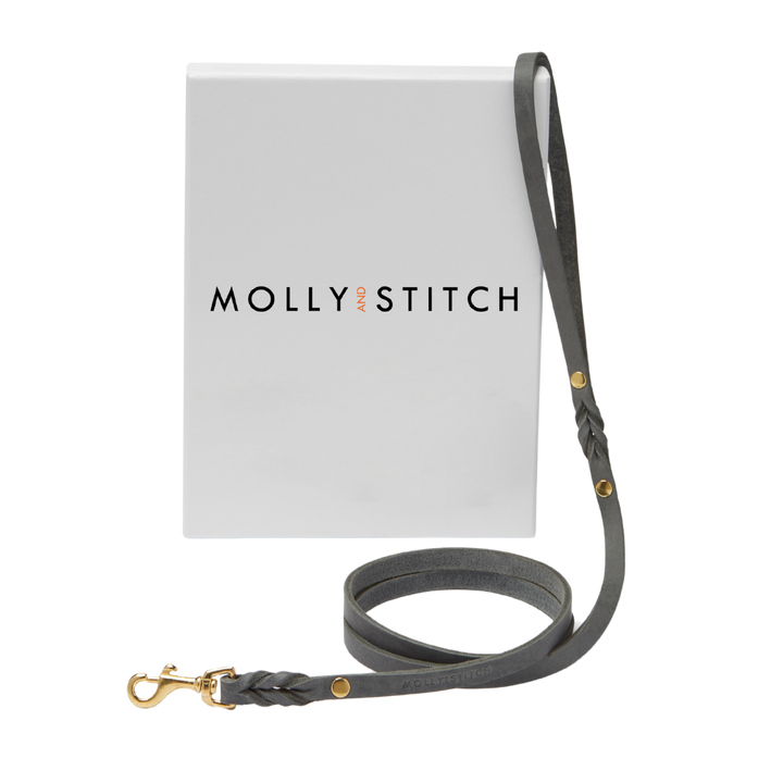Butter Leather City Dog Leash - Timeless Grey