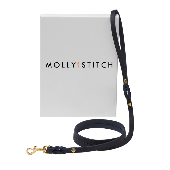 Butter Leather City Dog Leash - Navy Blue
