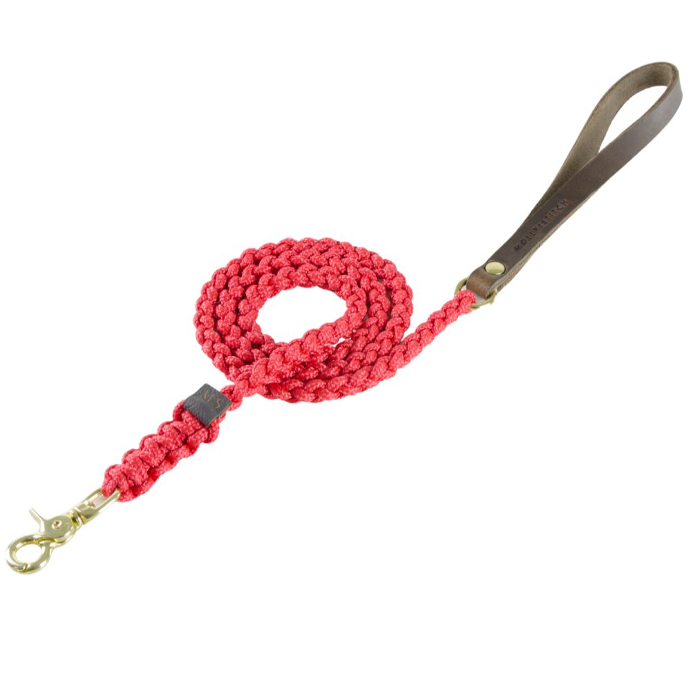 Touch of Leather Dog Leash - Lipstick
