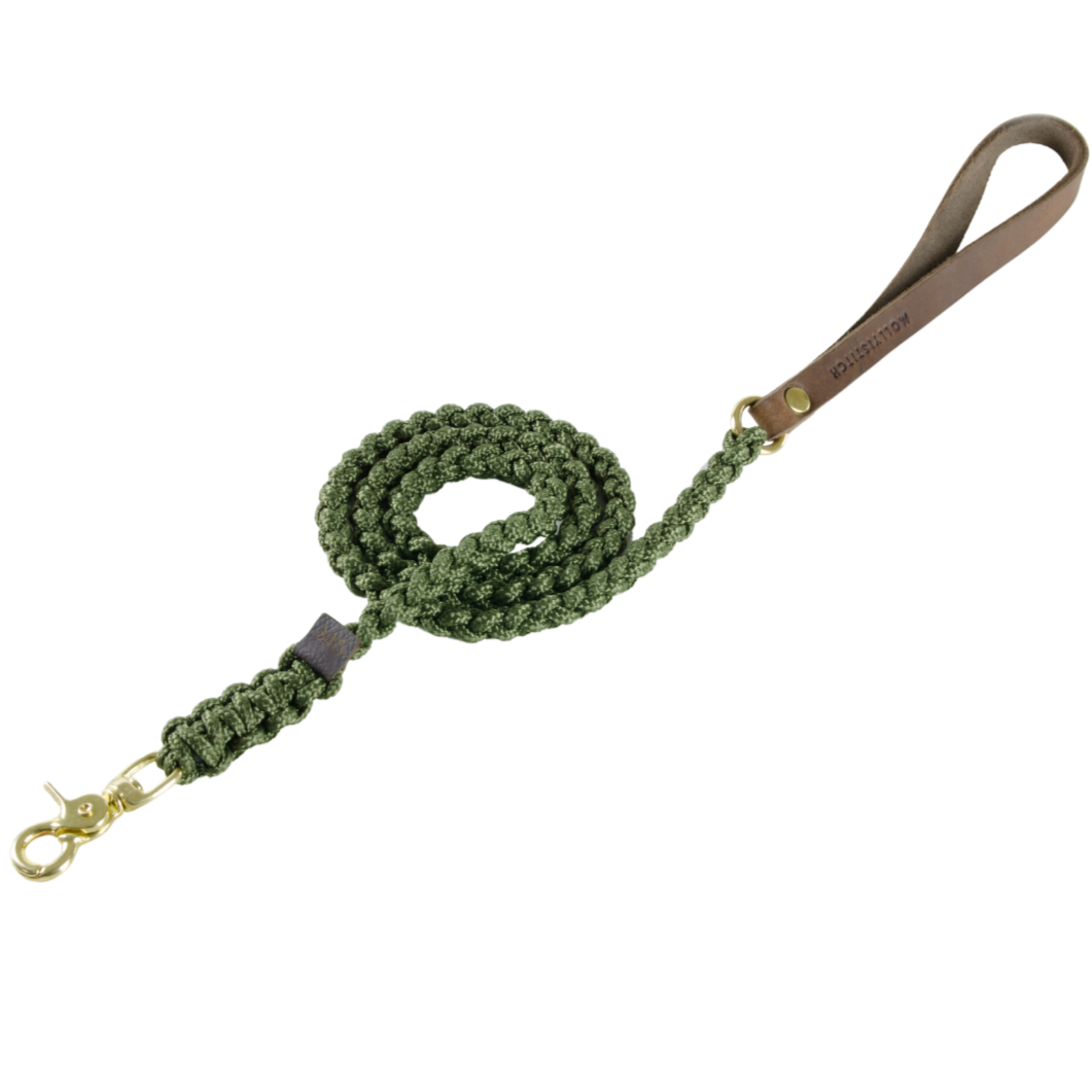 Touch of Leather Dog Leash - Military