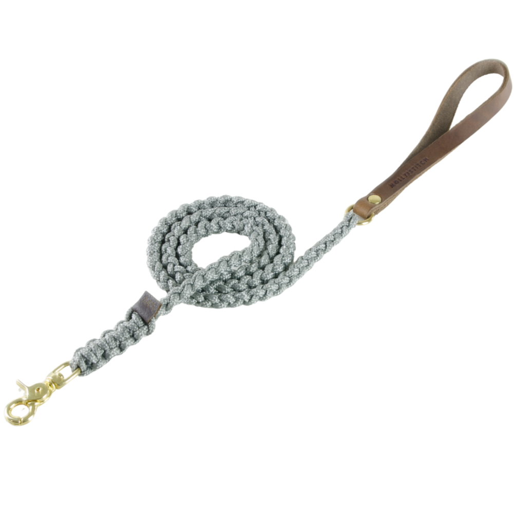 Touch of Leather Dog Leash - Grey