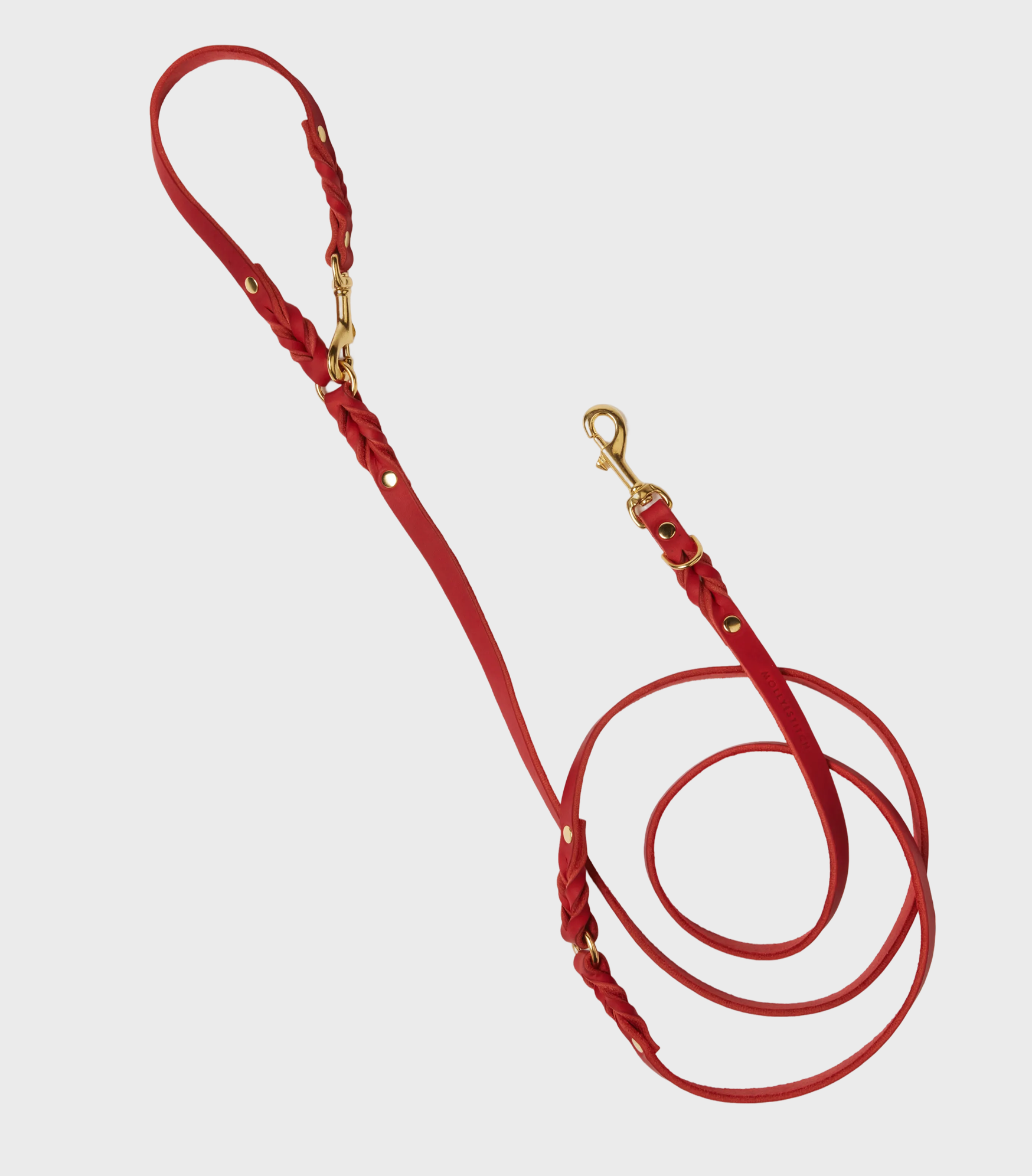 Butter Leather 3x Adjustable Dog Leash - Chili Red