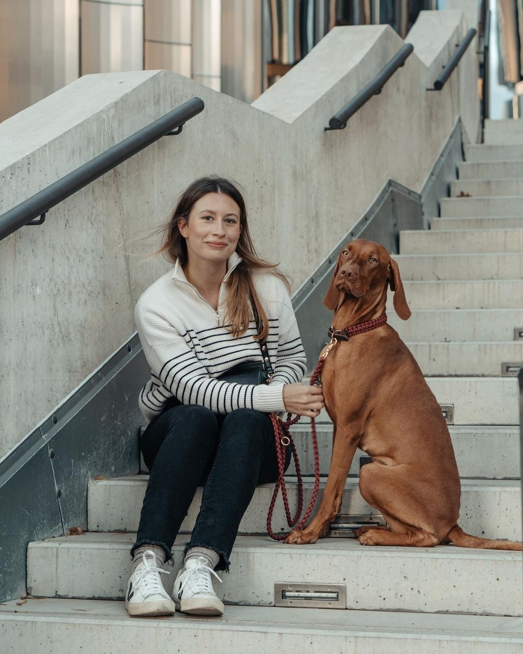 Touch of Leather Dog Leash - Redwine