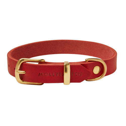 Butter Leather Dog Collar - Chili Red