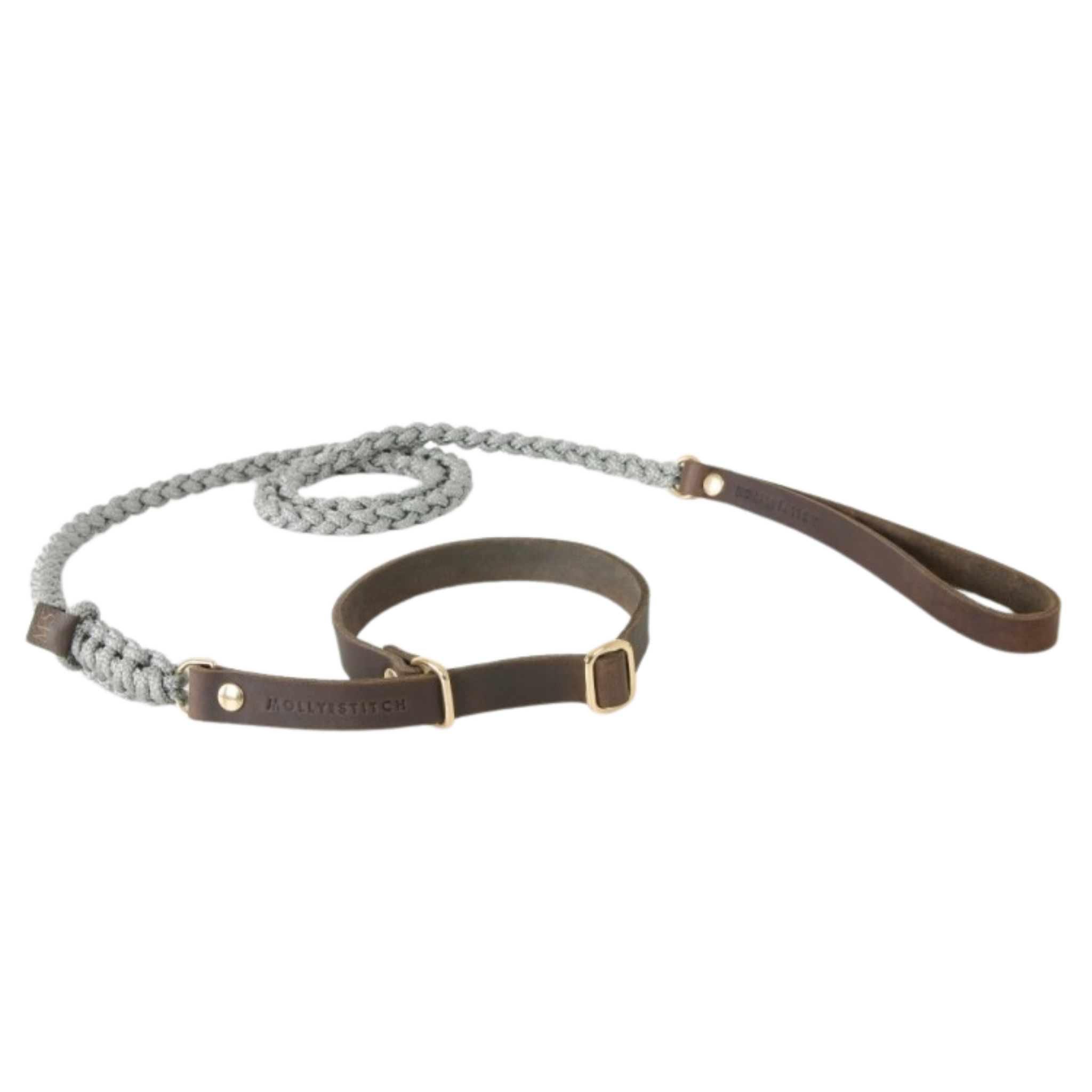 Touch of Leather Retriever Dog Leash - Grey