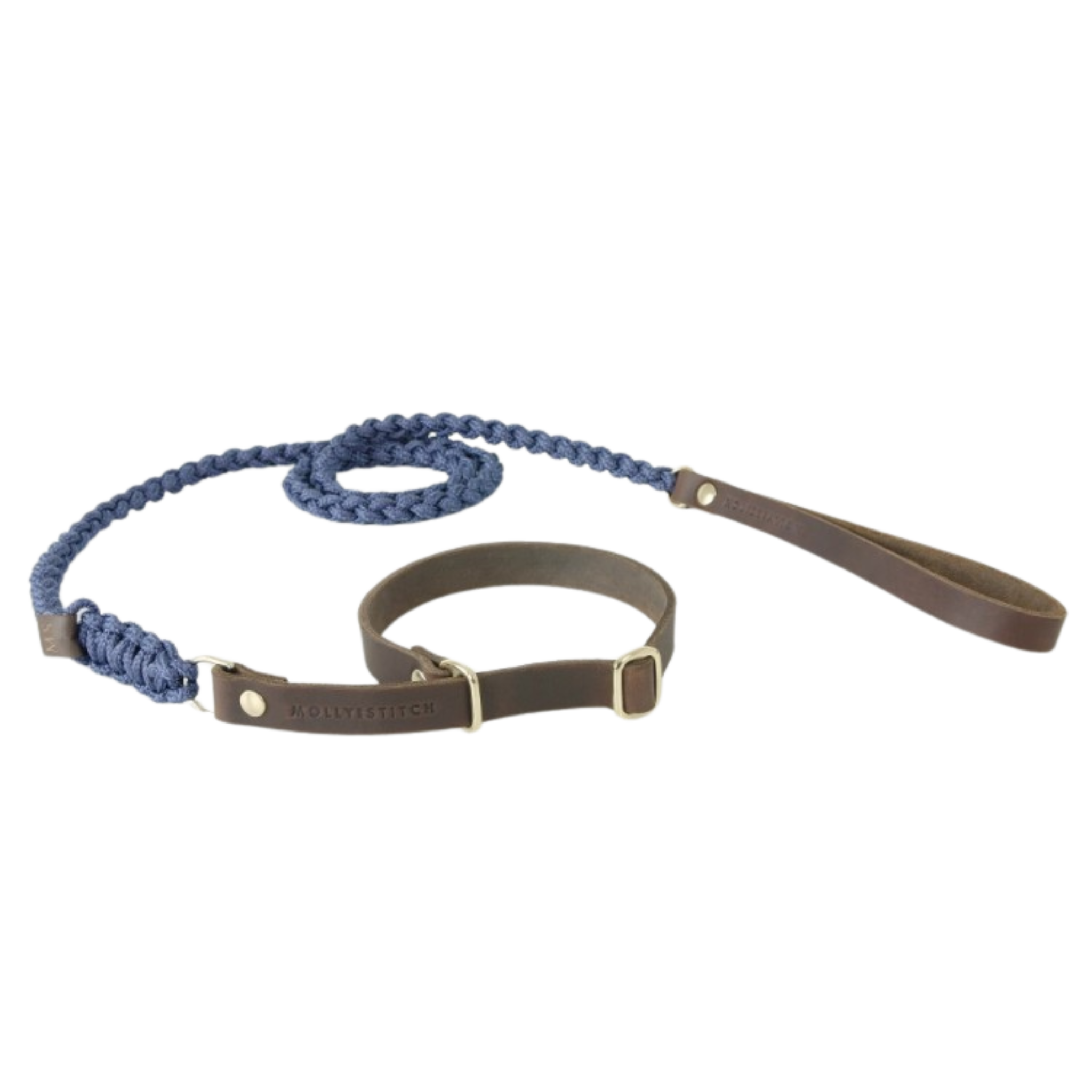 Touch of Leather Retriever Dog Leash - Navy