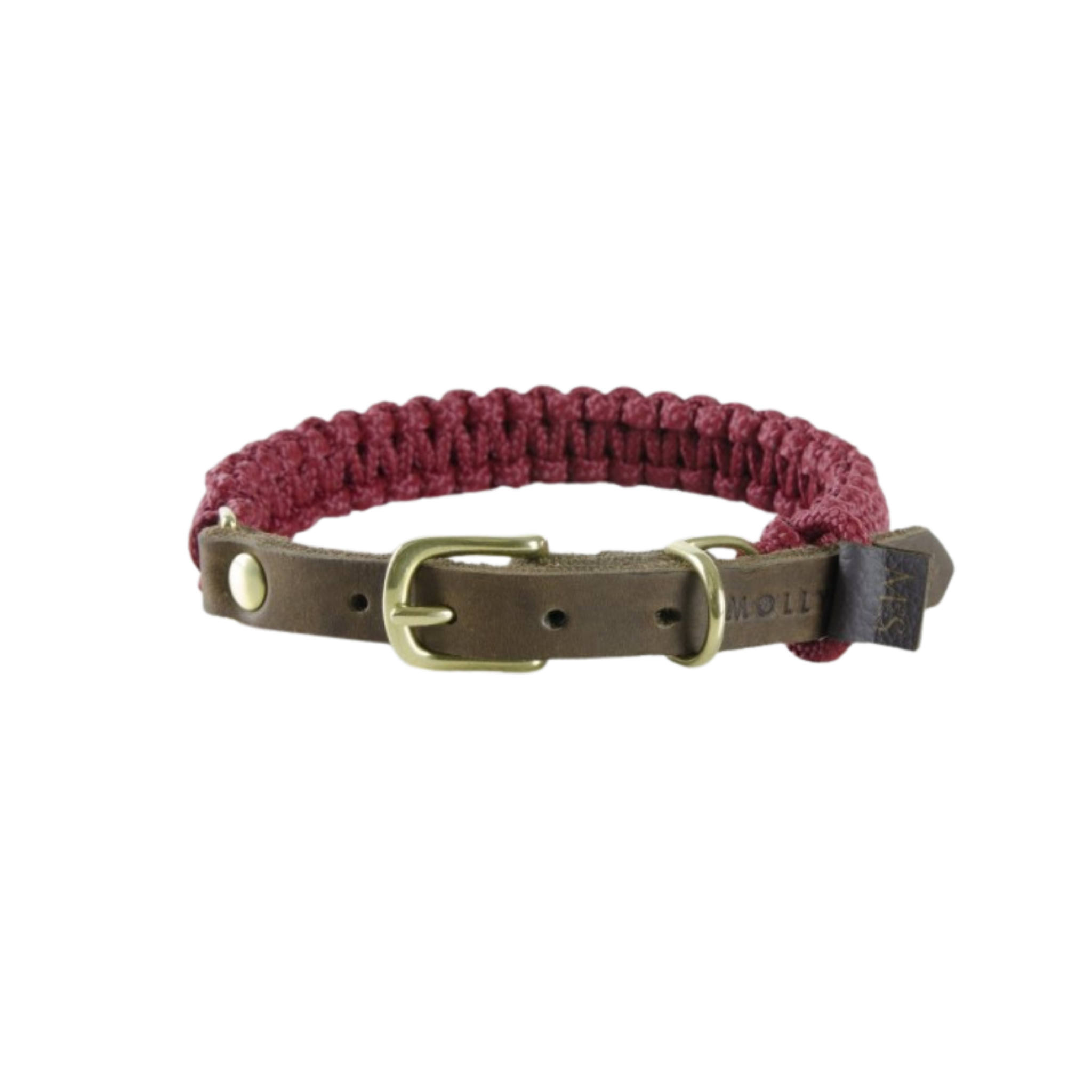 Touch of Leather Dog Collar - Redwine