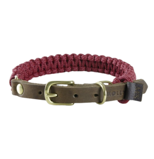 Touch of Leather Dog Collar - Redwine