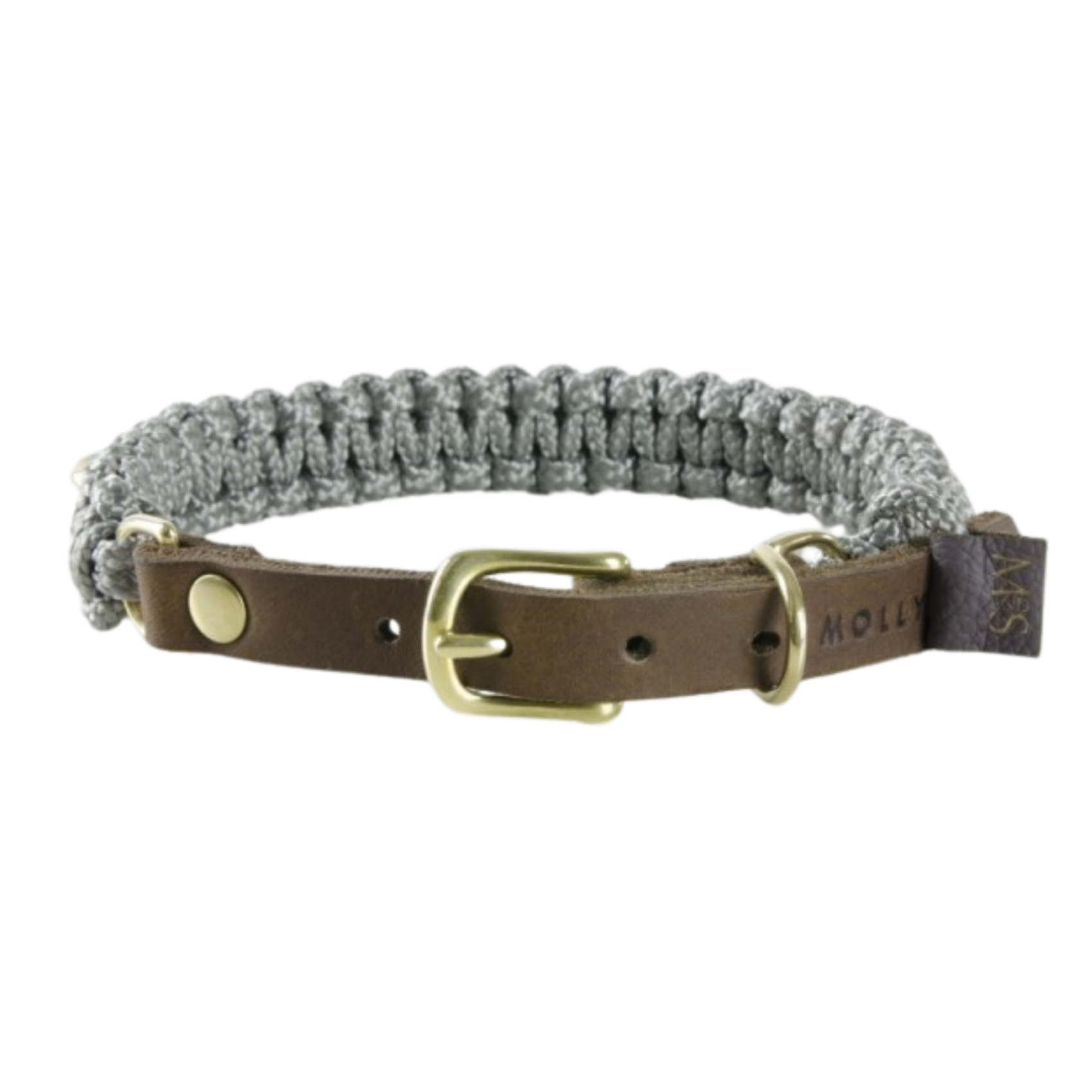 Touch of Leather Dog Collar - Grey