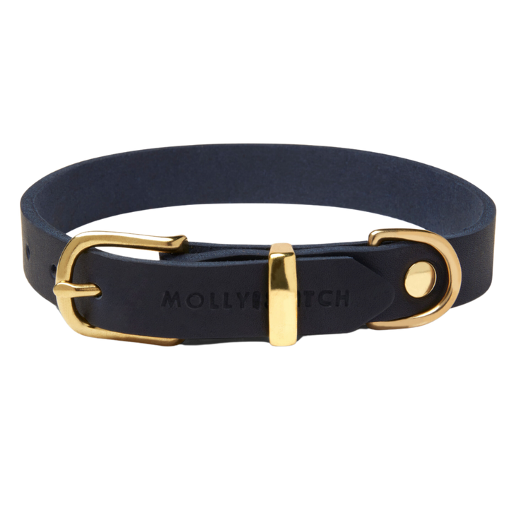 Butter Leather Dog Collar - Navy Blue