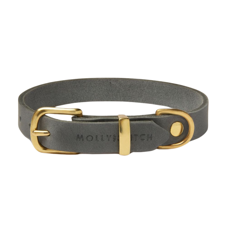 Butter Leather Dog Collar - Timeless Grey