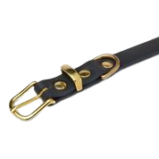 Soft leather dog collar with solid brass and steel options, designed for both comfort and style