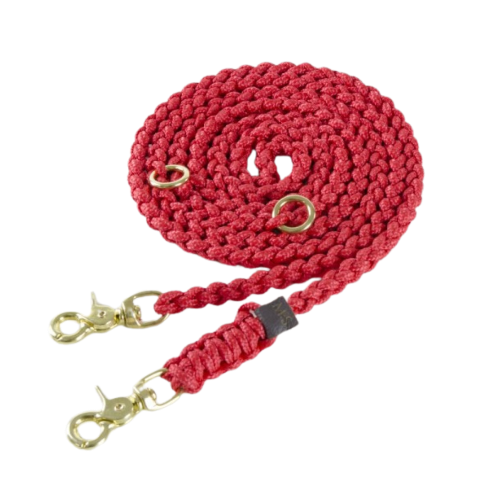 Luxurious leather leash with solid brass and steel clasps, adjustable handle, and hand-braided design