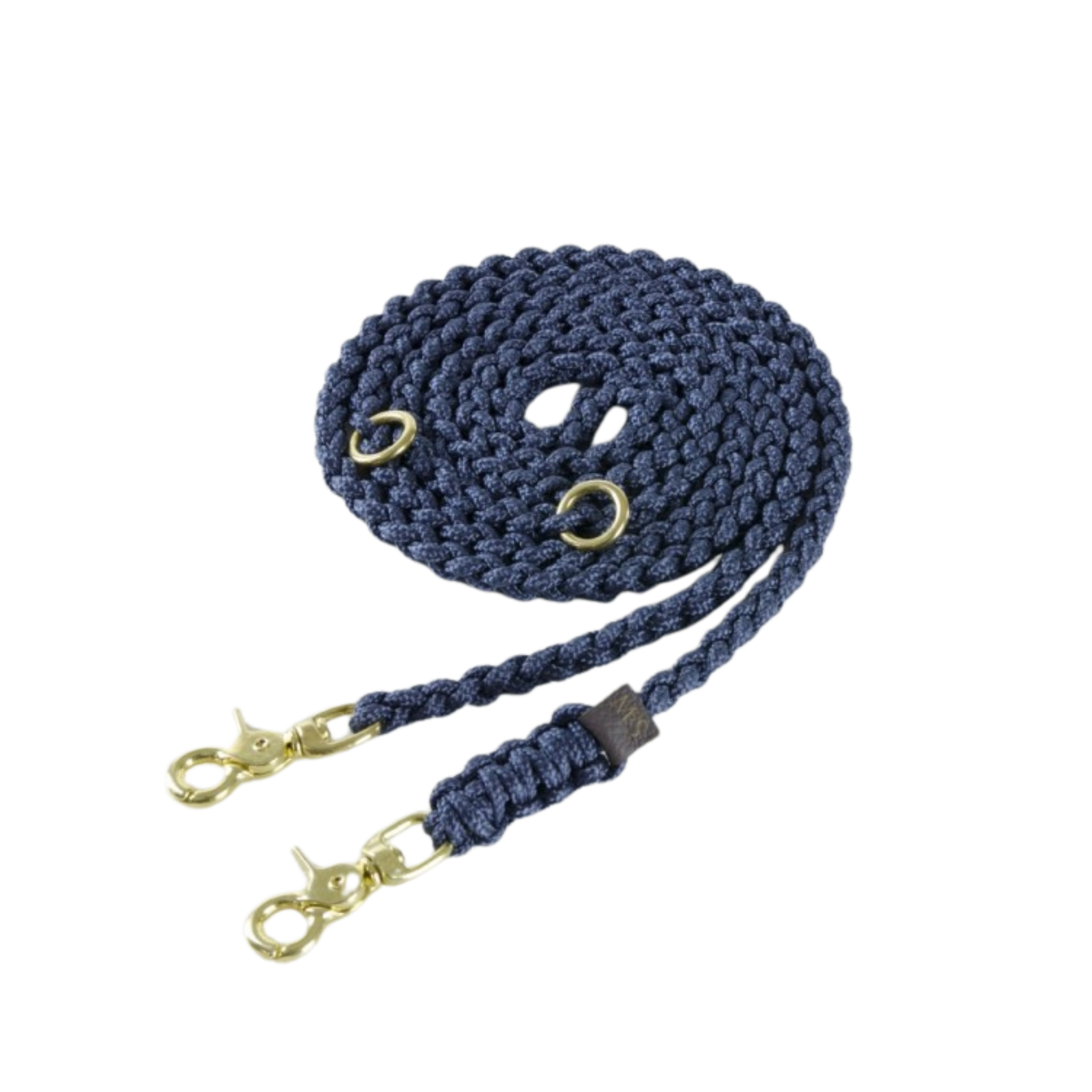 Luxurious leather leash with solid brass and steel clasps, adjustable handle, and hand-braided design