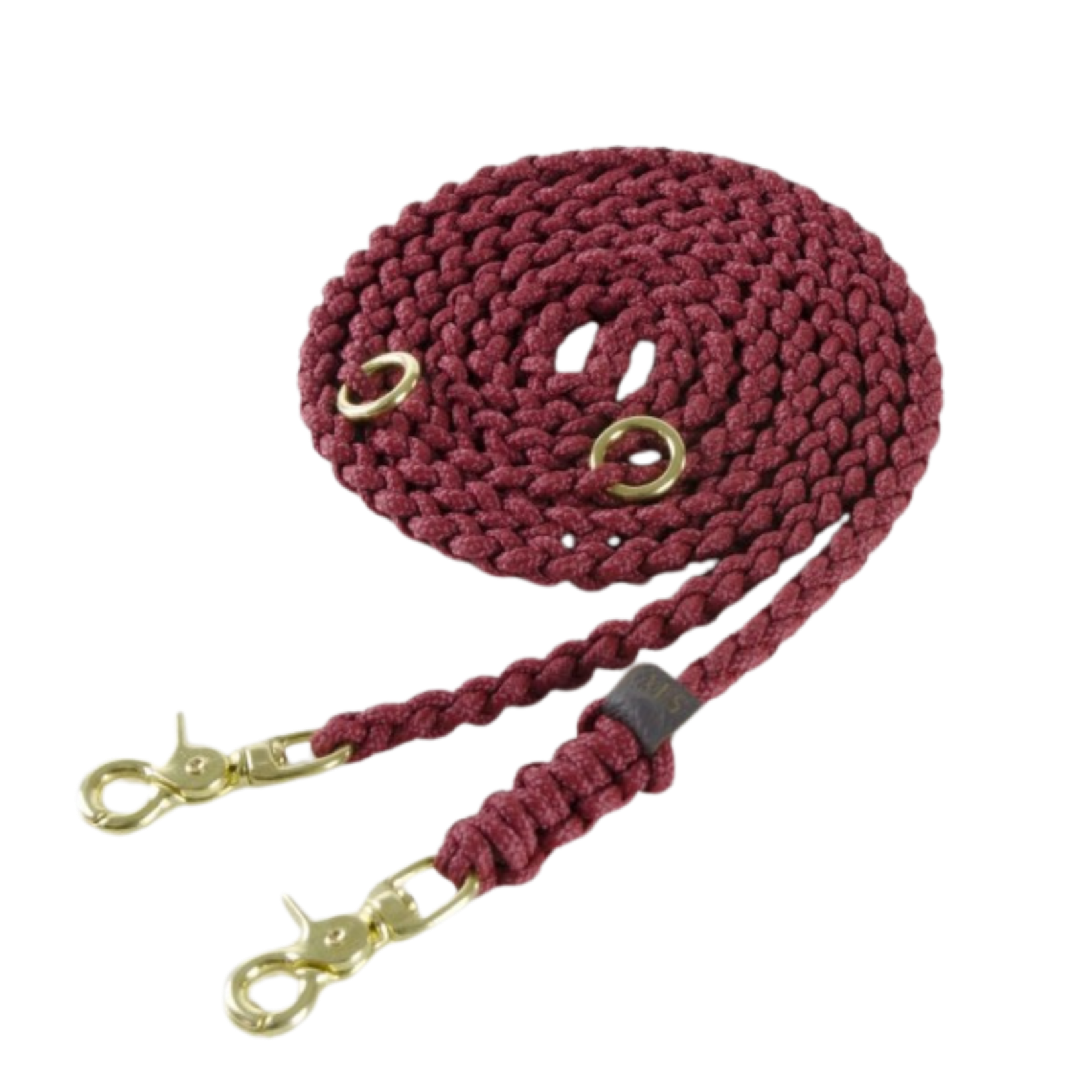 Adjustable leather dog leash with soft braided handle and solid brass clasps, handmade in Austria