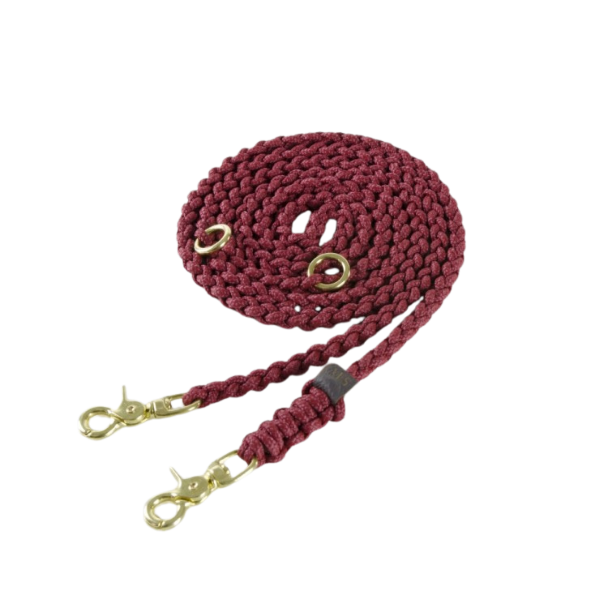 Adjustable leather dog leash with soft braided handle and solid brass clasps, handmade in Austria