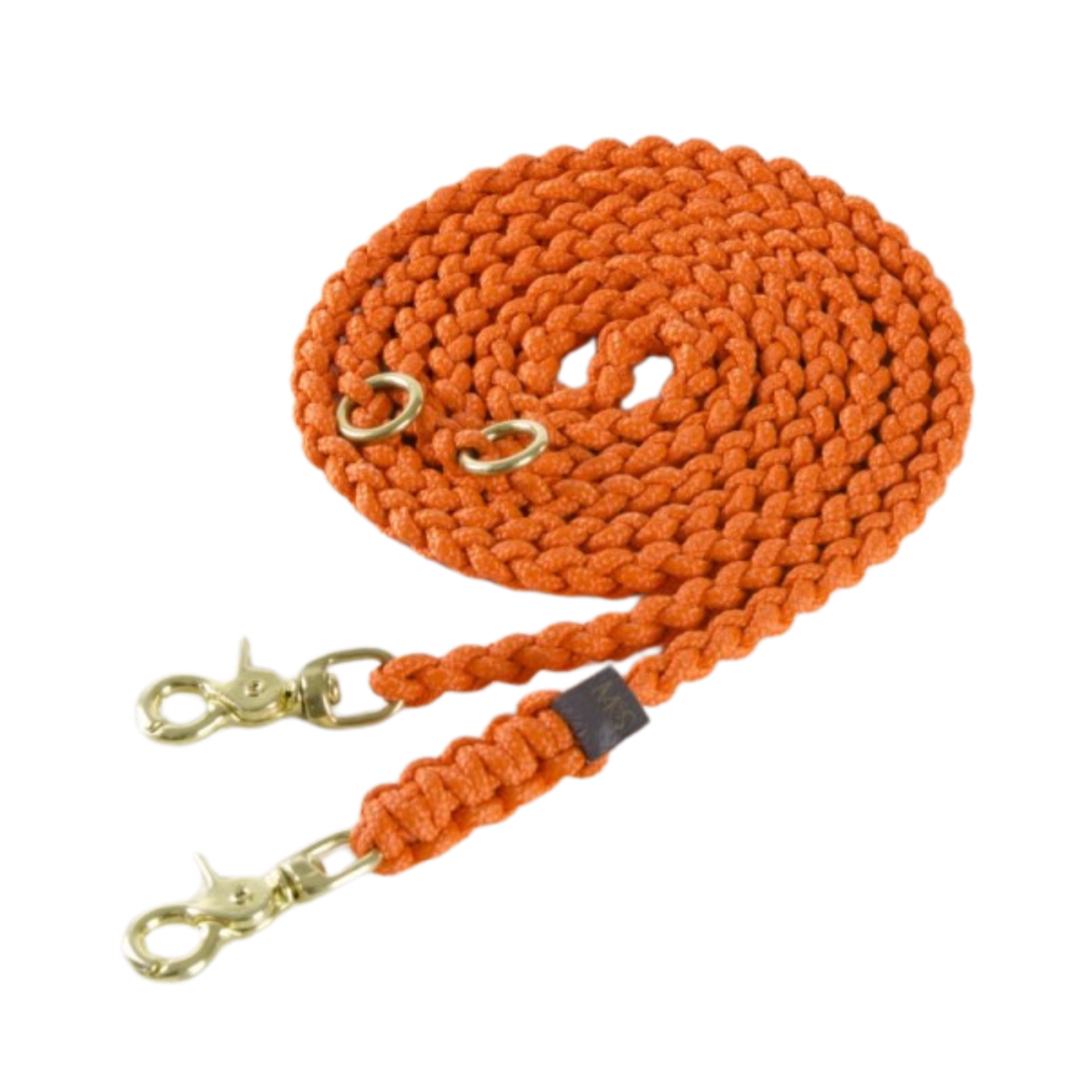 Adjustable leather dog leash with soft braided handle and solid brass clasps, handmade in Austria