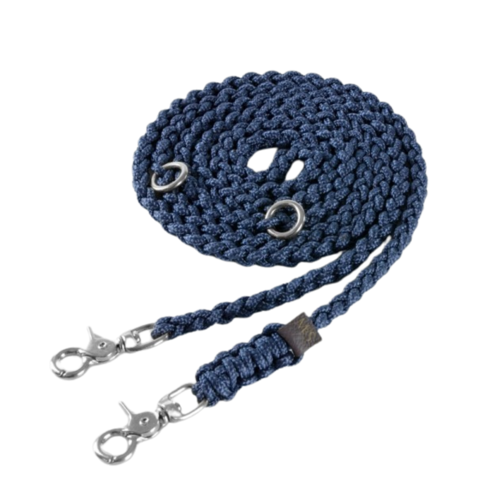 Adjustable leather dog leash with soft braided handle and solid brass clasps, handmade in Austria