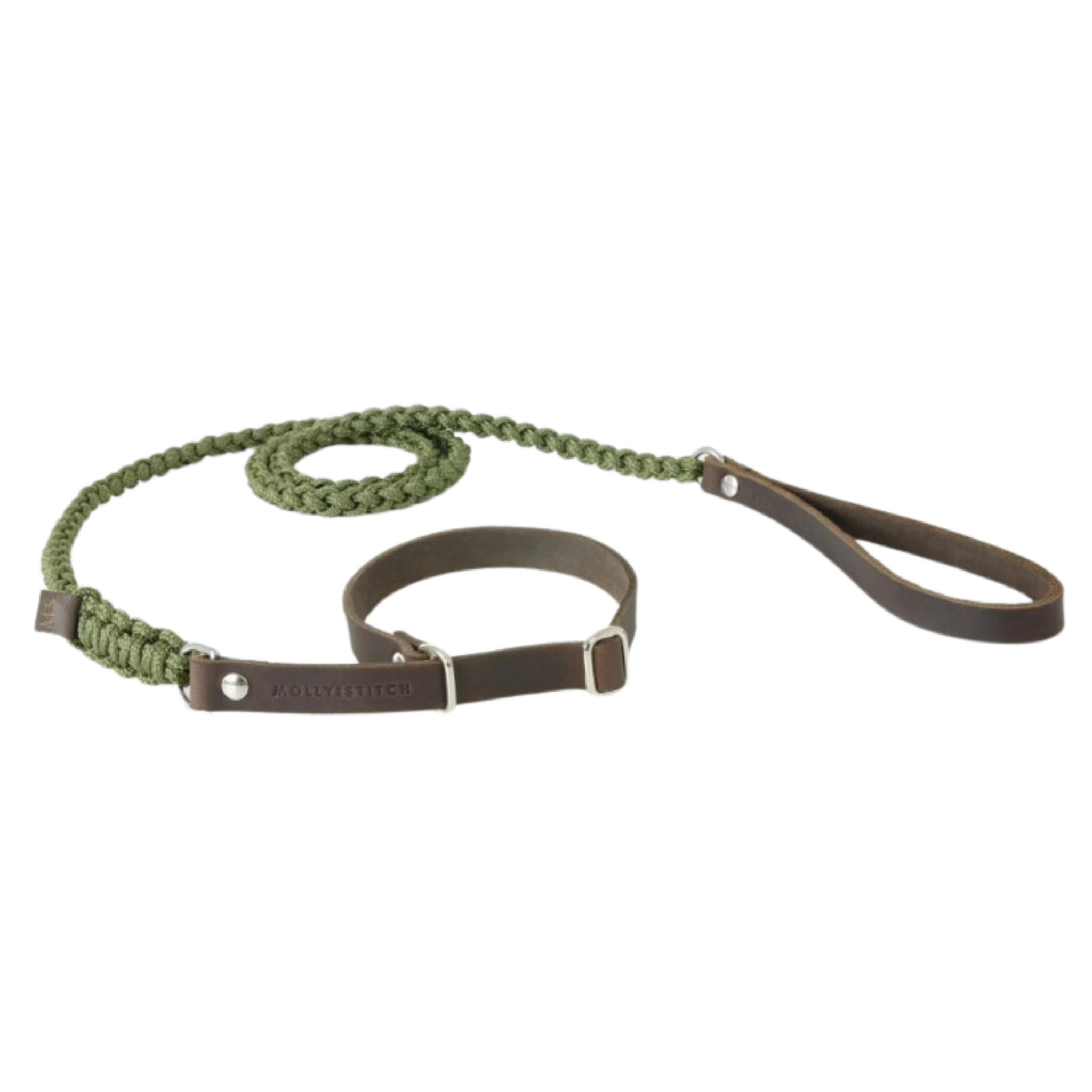 Touch of Leather Retriever Dog Leash - Military