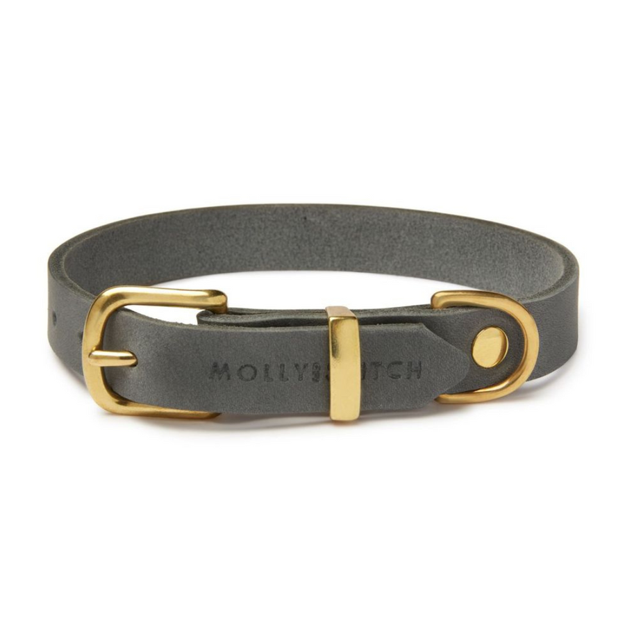 Butter Leather Dog Collar - Timeless Grey