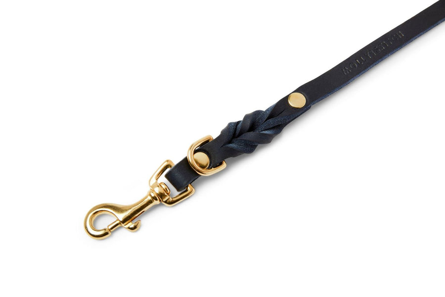 Butter Leather 3x Adjustable Dog Leash - Navy Blue