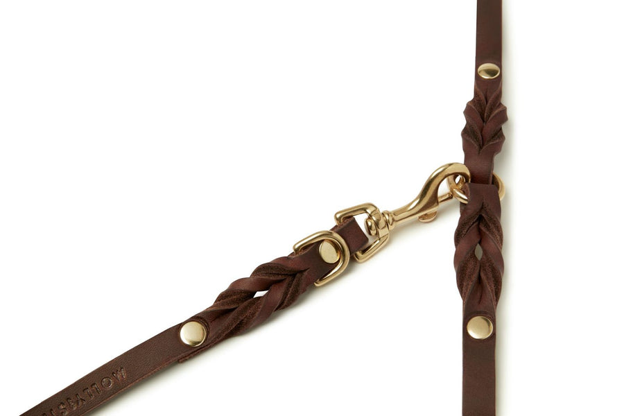 Butter Leather 3x Adjustable Dog Leash - Classic Brown