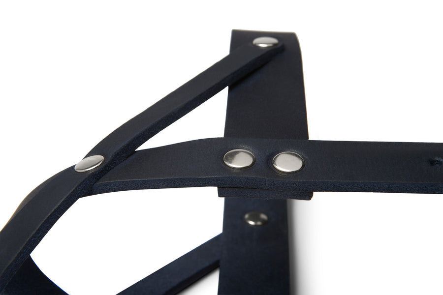 Butter Leather Dog Harness - Navy Blue