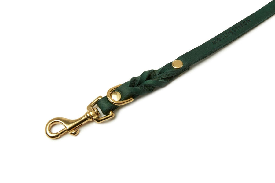 Butter Leather 3x Adjustable Dog Leash - Forest Green