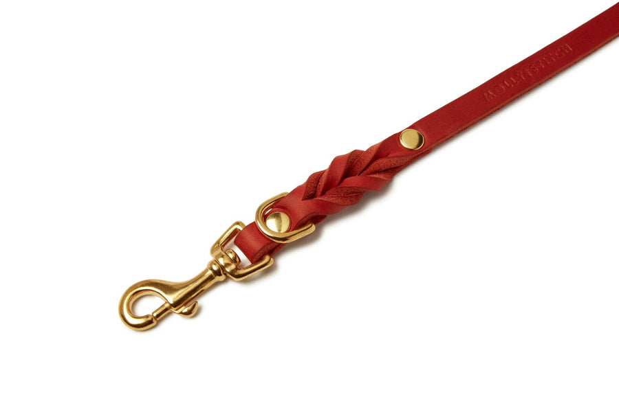 Butter Leather 3x Adjustable Dog Leash - Chili Red