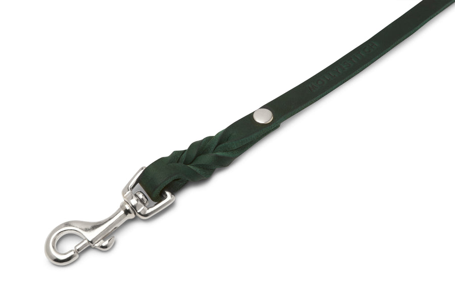 Butter Leather City Dog Leash - Forest Green