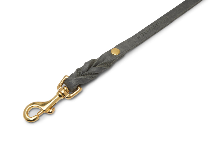 Butter Leather City Dog Leash - Timeless Grey