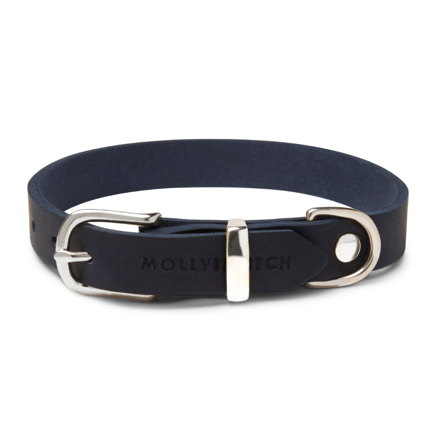 Butter Leather Dog Collar - Navy Blue